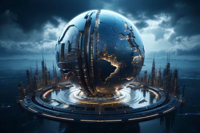 High tech view of futuristic earth